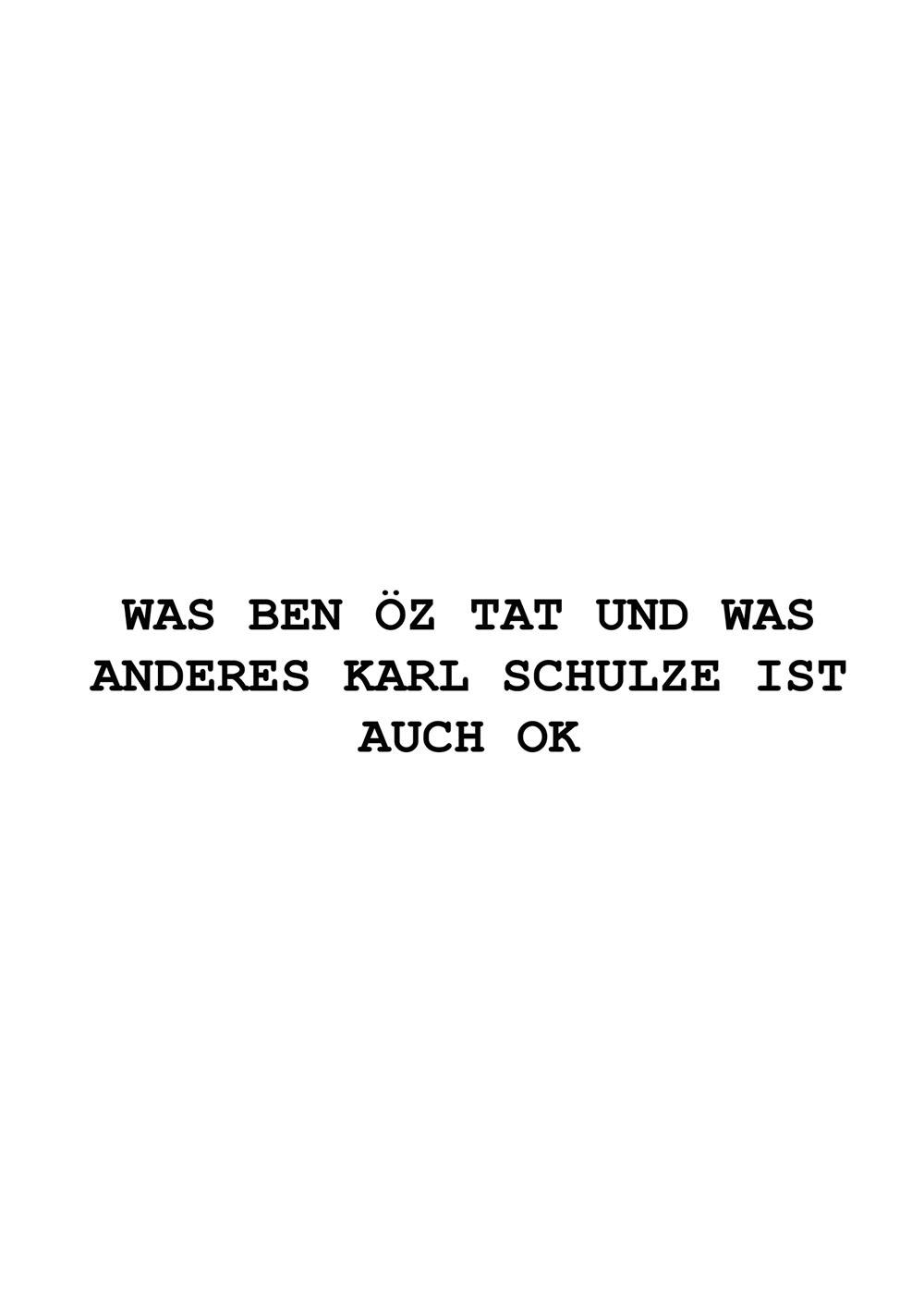 Bild zur Ausstellung WAS BEN ÖZ TAT UND WAS ANDERES KARL SCHULZE IST AUCH OK